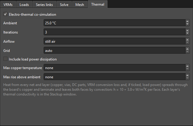 Thermal settings